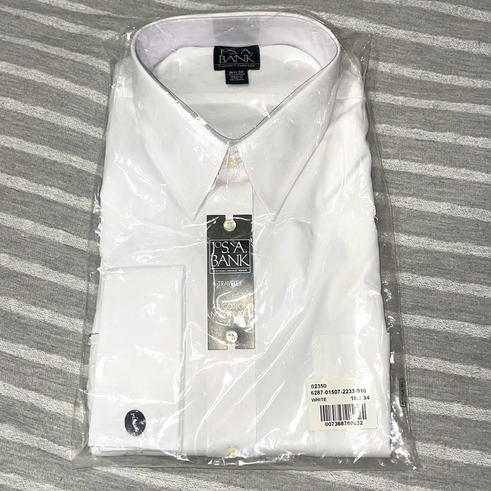 Jos. A. Bank White Dress Shirt Traveler Collection 18.5 34